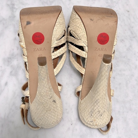 ZARA WOMAN • Cream Crocodile Print Stiletto High Heels - Picture 6 of 8